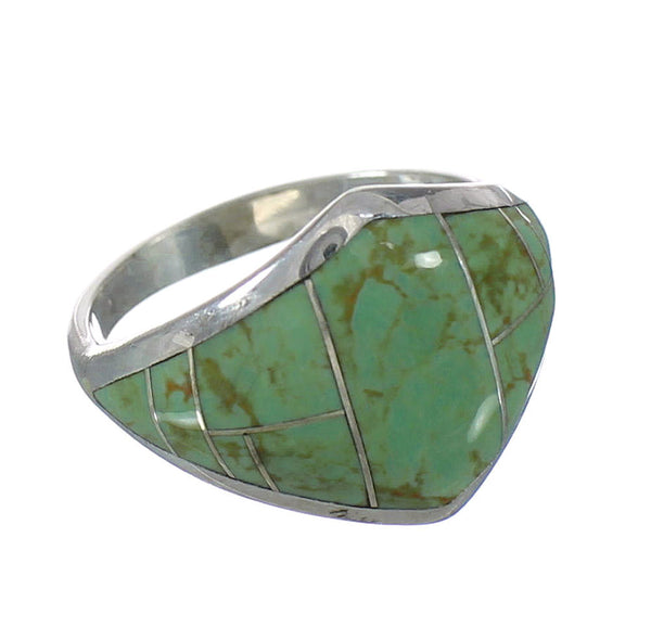 Southwestern Sterling Silver Turquoise Inlay Ring Size 5 AX92850